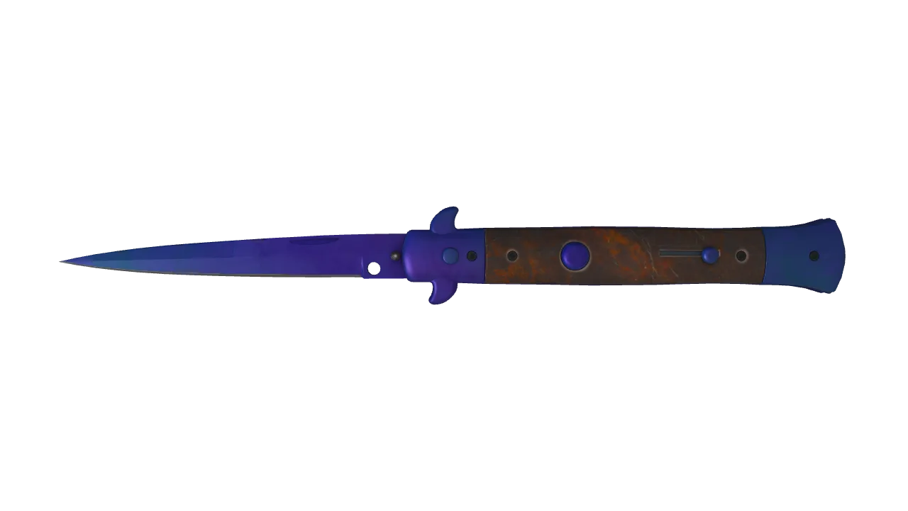 Stiletto Knife | Doppler (Sapphire) seed #966, front