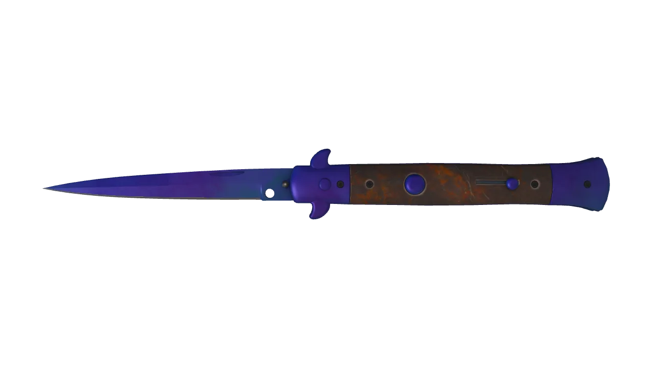 Stiletto Knife | Doppler (Sapphire) seed #973, front