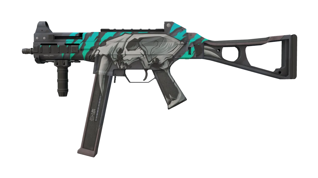 UMP-45 | Primal Saber (Field-Tested) — Dust II light, front