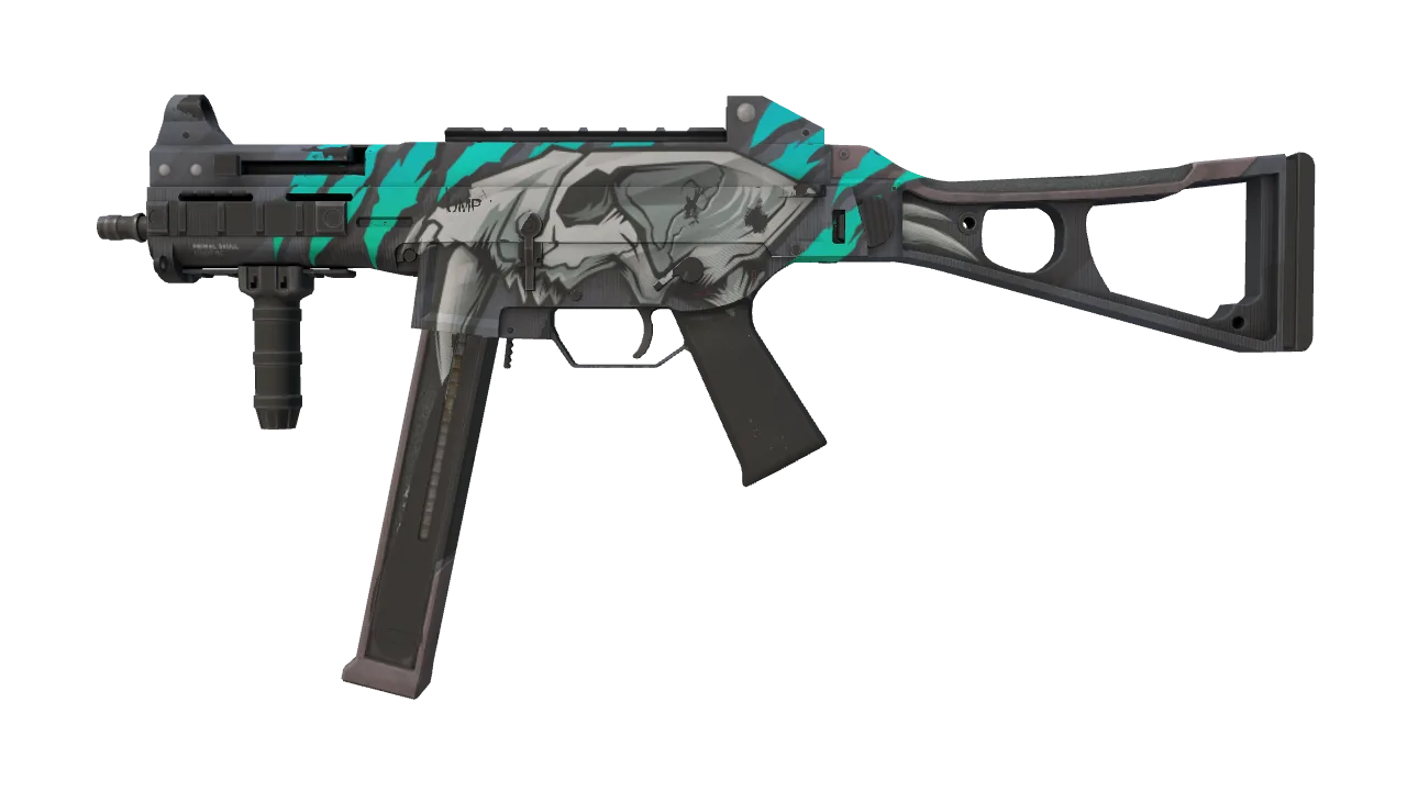 UMP-45 | Primal Saber (Well-Worn) — Dust II light, front