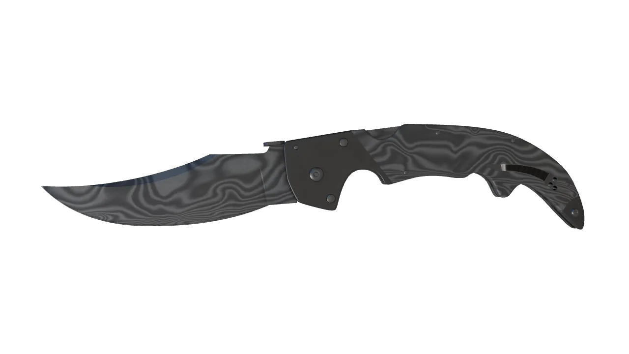 ★ Falchion Knife | Damascus Steel (Well-Worn) — Dust II light, front