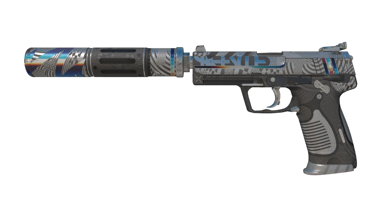 USP-S | Spiral Glitch (Field-Tested) — Dust II light, front