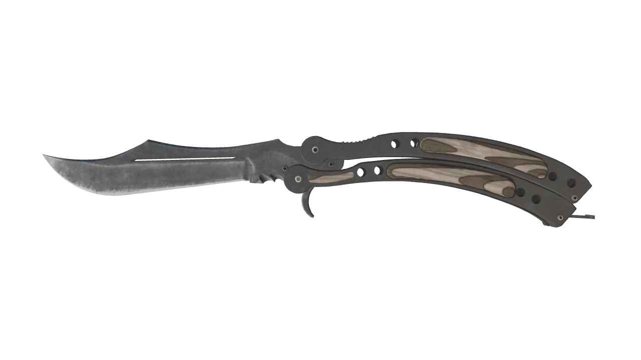 ★ Butterfly Knife | Black Laminate (Factory New) — Dust II light, front