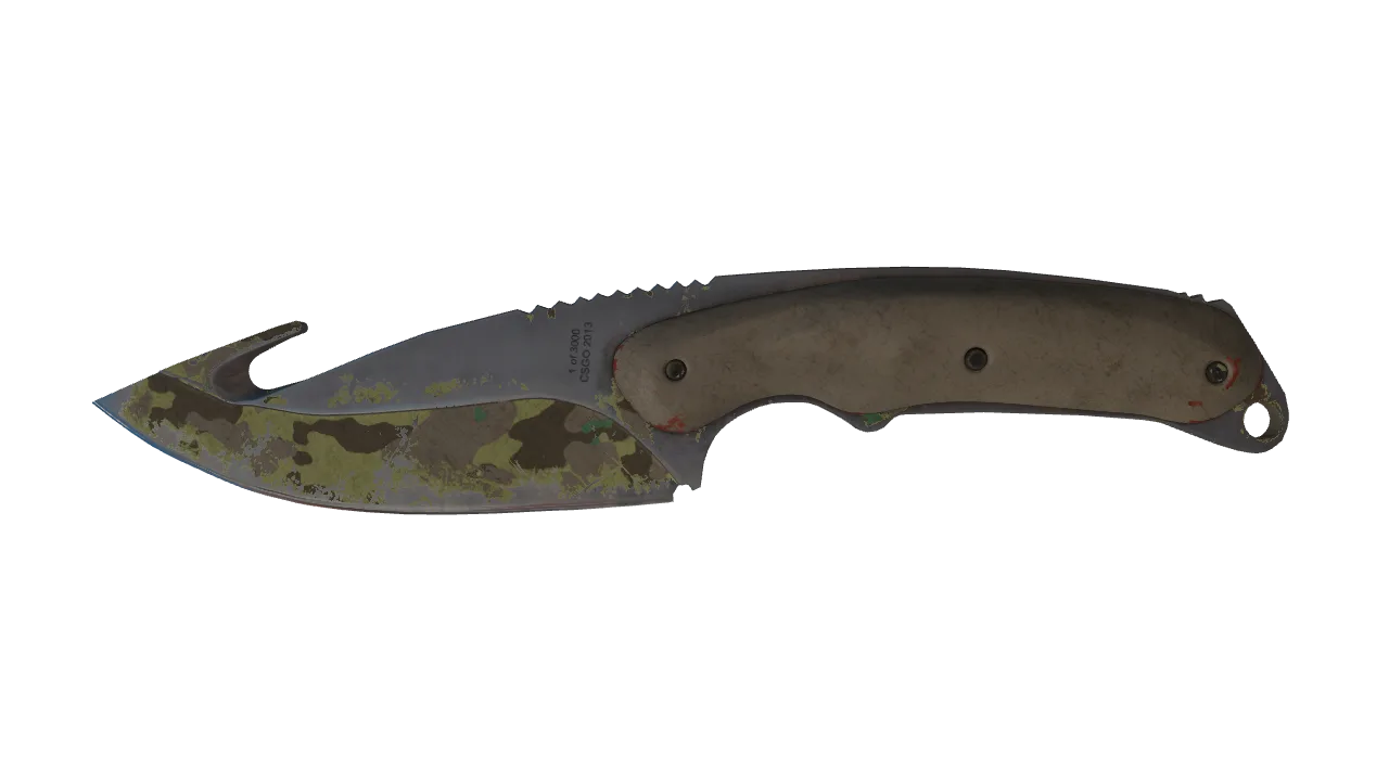 ★ Gut Knife | Boreal Forest (Battle-Scarred) — Dust II light, front