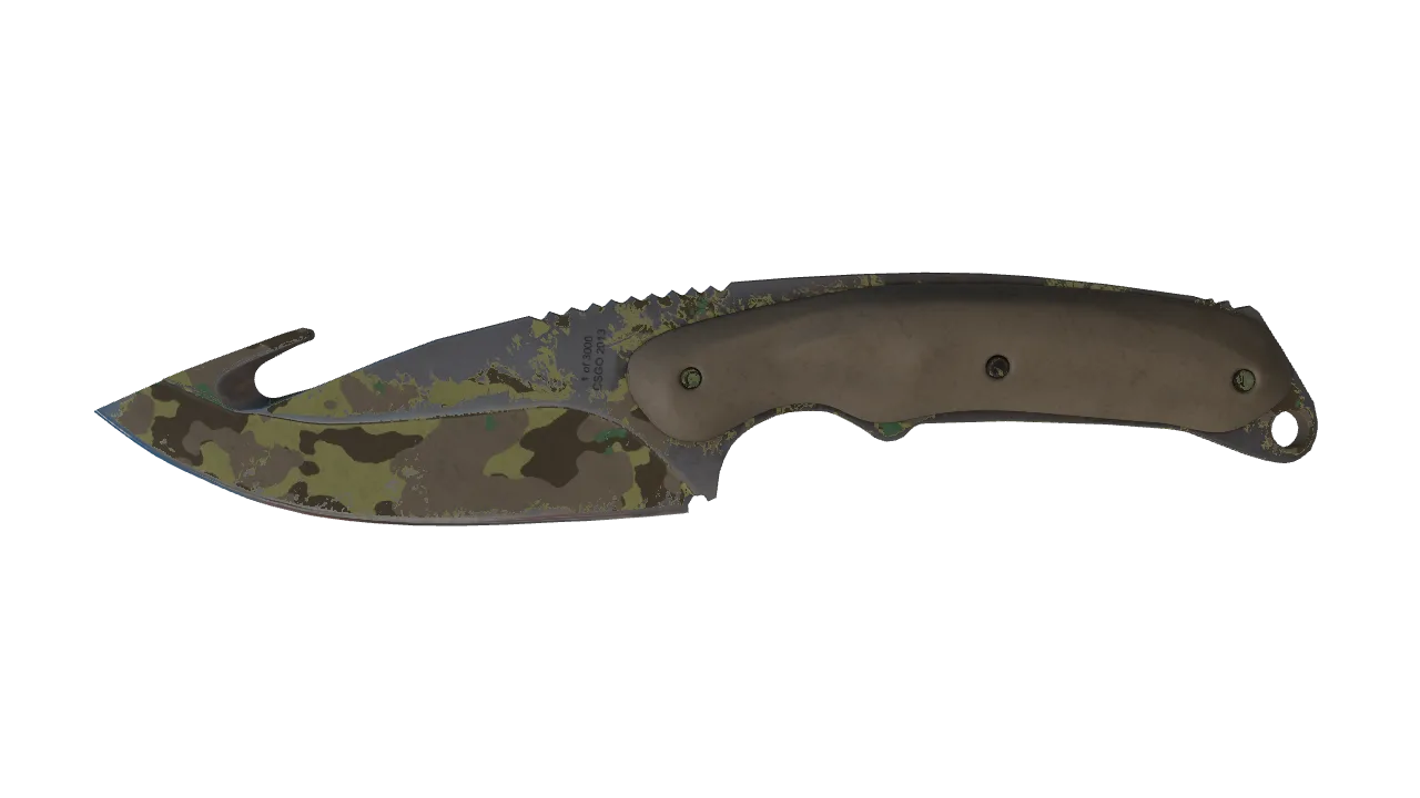 ★ Gut Knife | Boreal Forest (Well-Worn) — Dust II light, front