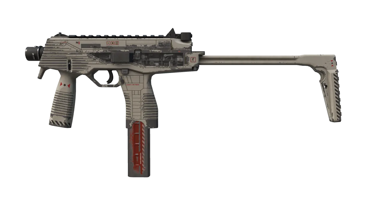 StatTrak™ MP9 | Airlock (Battle-Scarred) — Dust II light, front