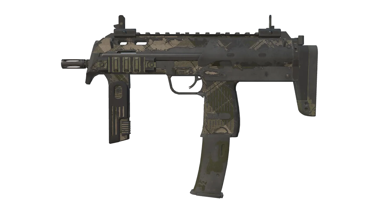 MP7 | Olive Plaid (Battle-Scarred) — Dust II light, front