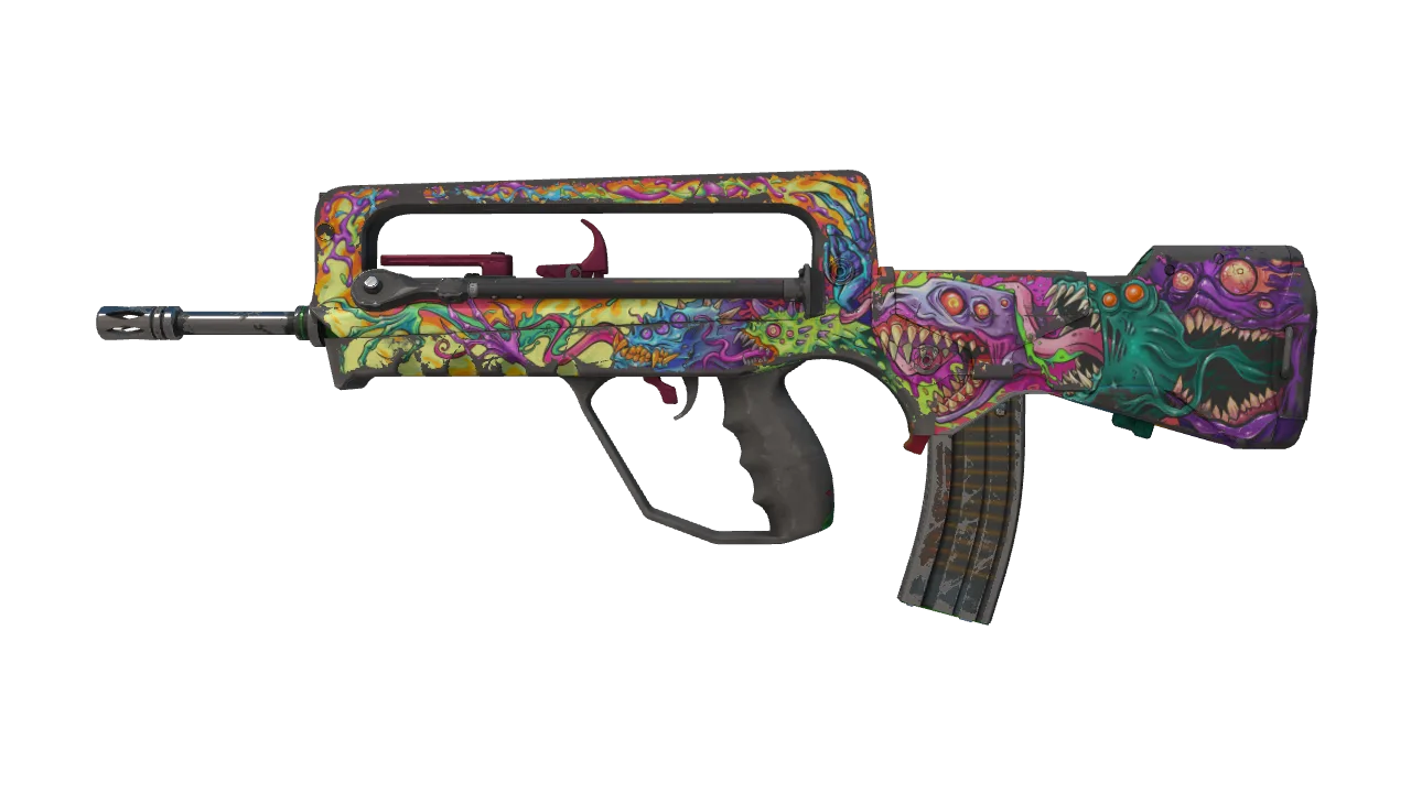 StatTrak™ FAMAS | Bad Trip (Well-Worn) — Dust II light, front