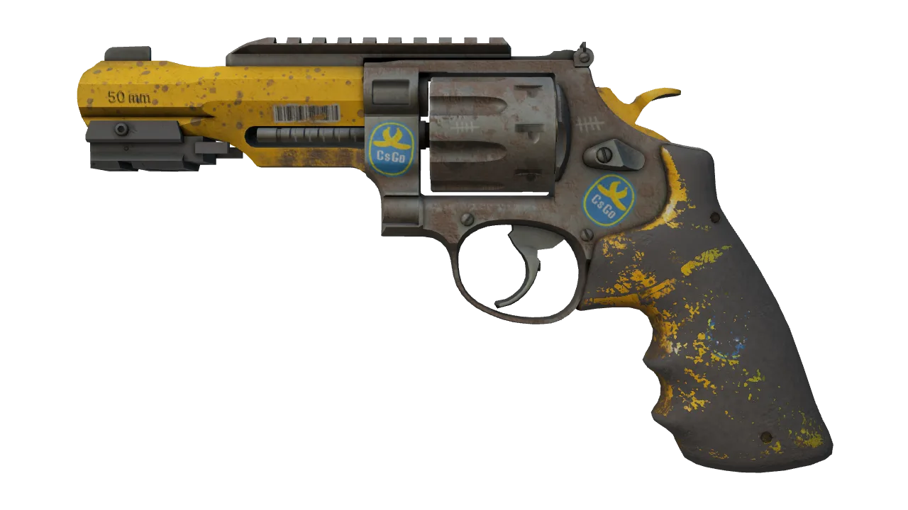 R8 Revolver | Banana Cannon (Battle-Scarred) — Dust II light, front