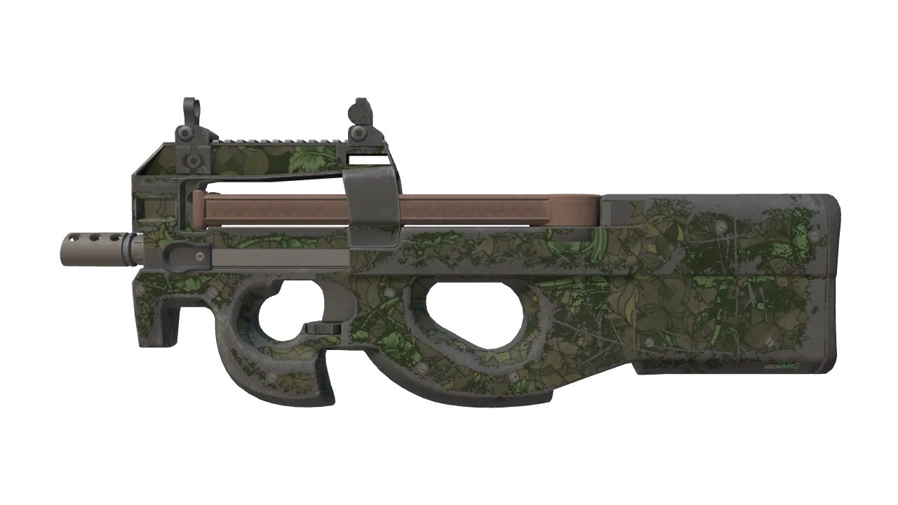 Souvenir P90 | Verdant Growth (Battle-Scarred) — Dust II light, front