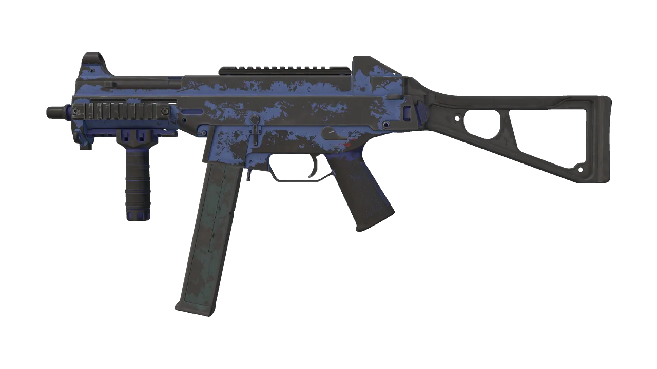 UMP-45 | Indigo (Battle-Scarred) — Dust II light, front