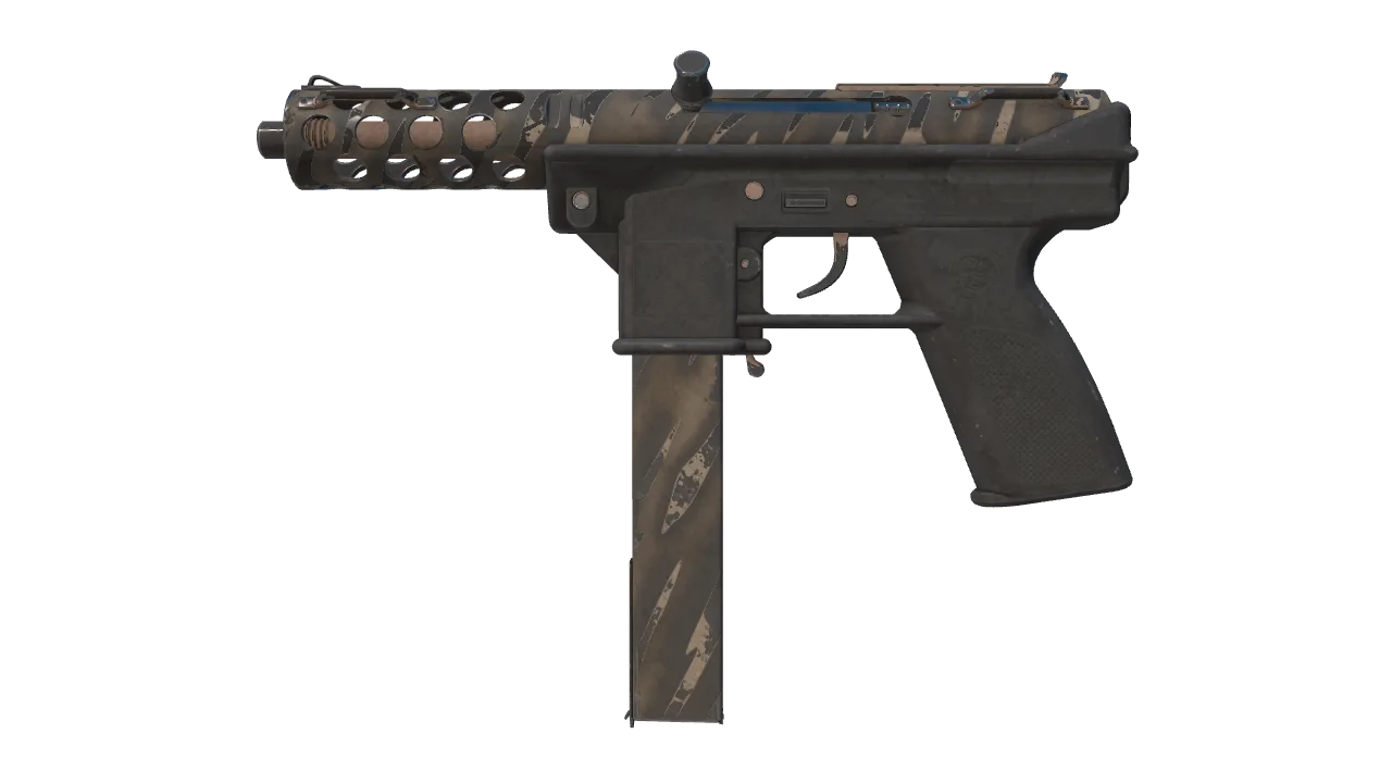 Tec-9 | Tiger Stencil (Battle-Scarred) — Dust II light, front