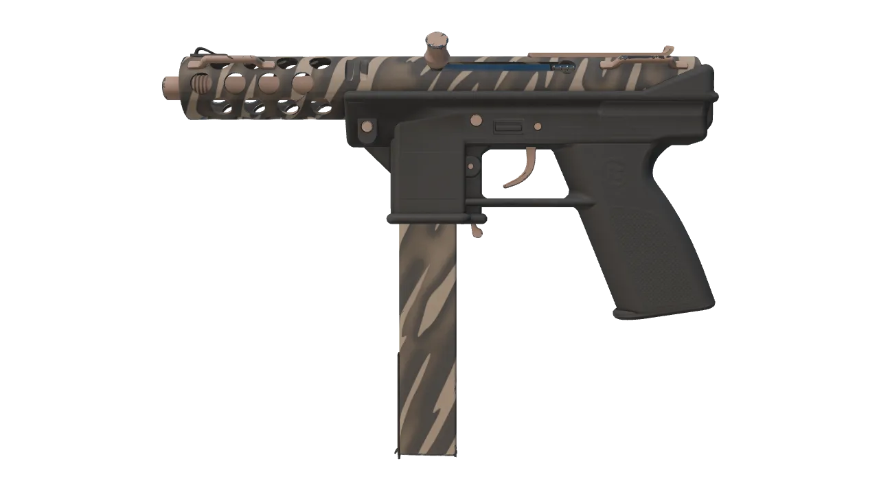 Tec-9 | Tiger Stencil (Minimal Wear) — Dust II light, front