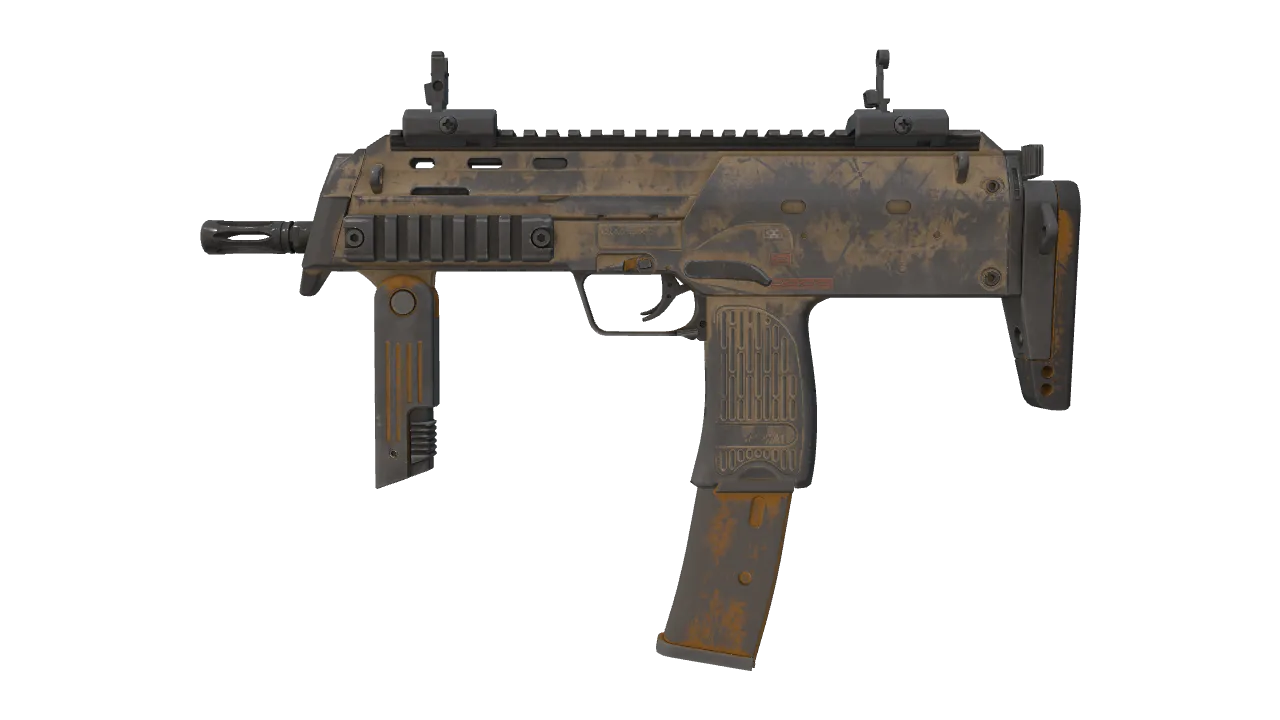 MP7 | Short Ochre (Battle-Scarred) — Dust II light, front