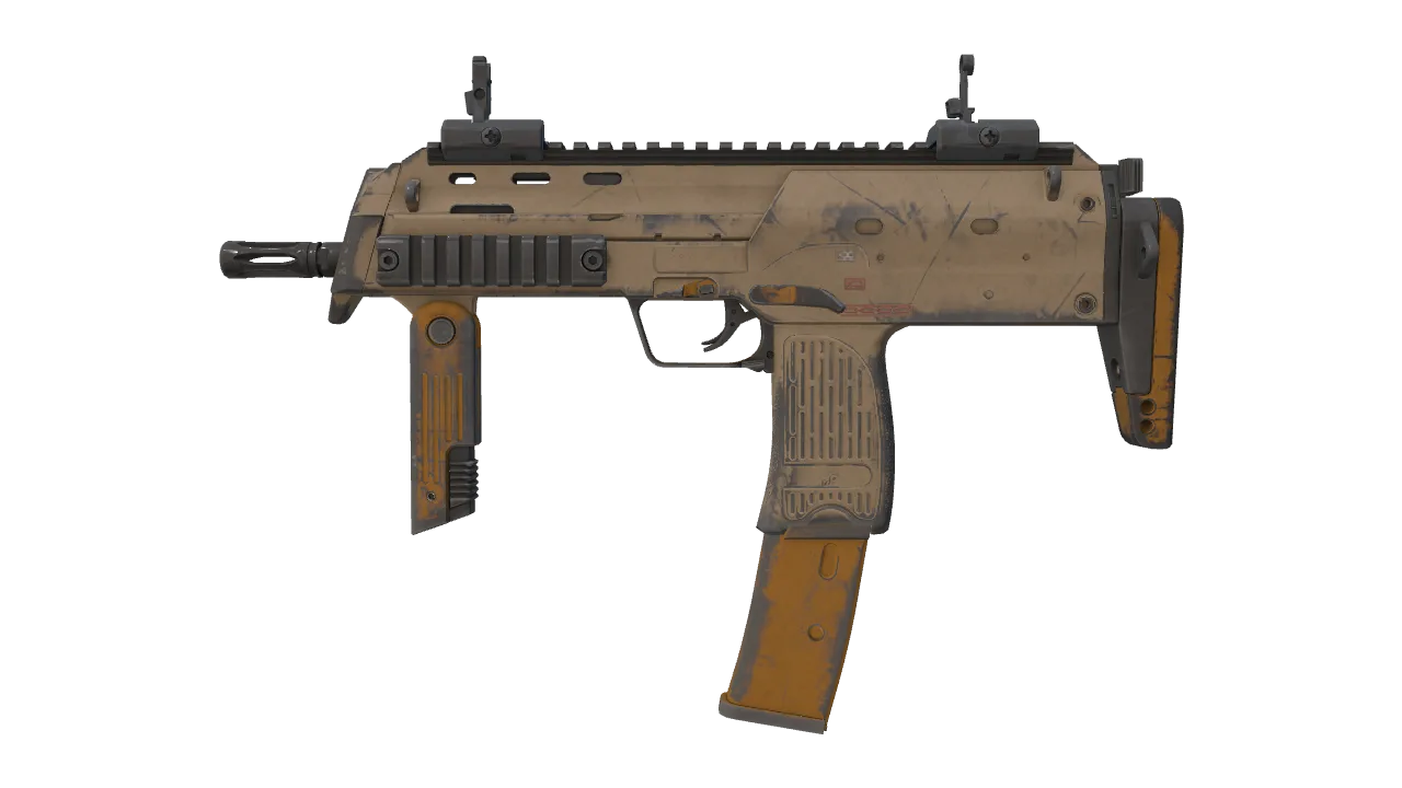 MP7 | Short Ochre (Well-Worn) — Dust II light, front