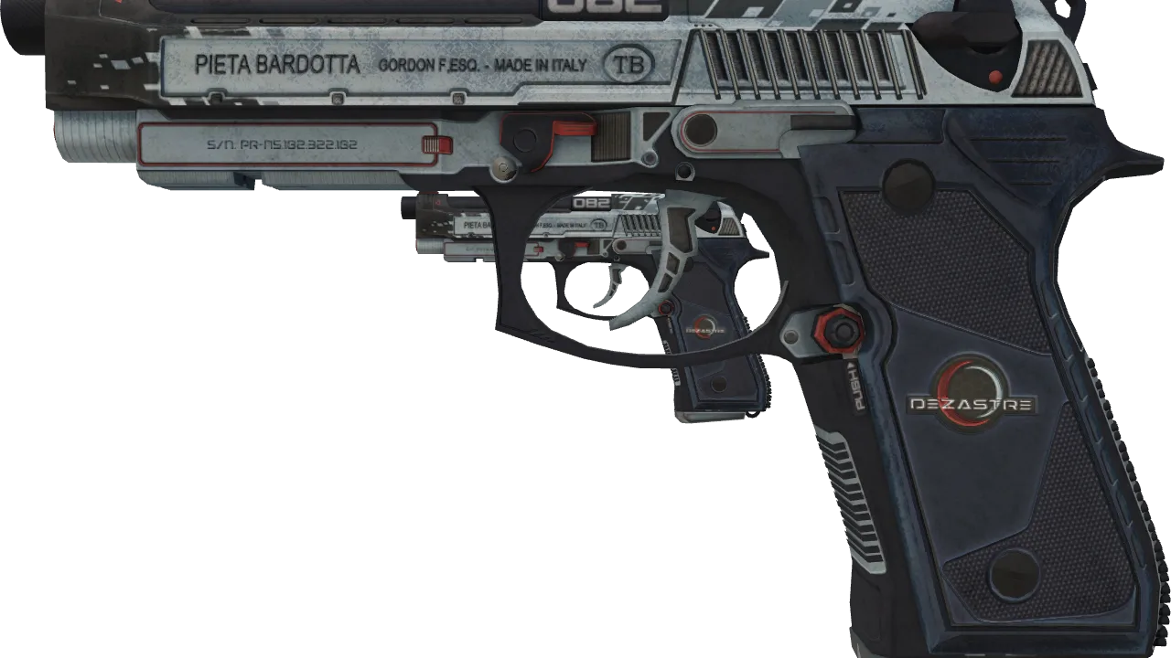 Dual Berettas | Dezastre (Battle-Scarred) — Dust II light, front