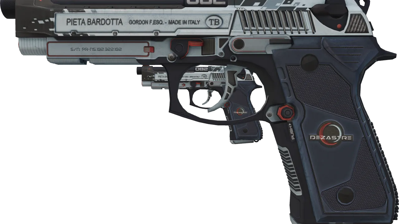Dual Berettas | Dezastre (Field-Tested) — Dust II light, front