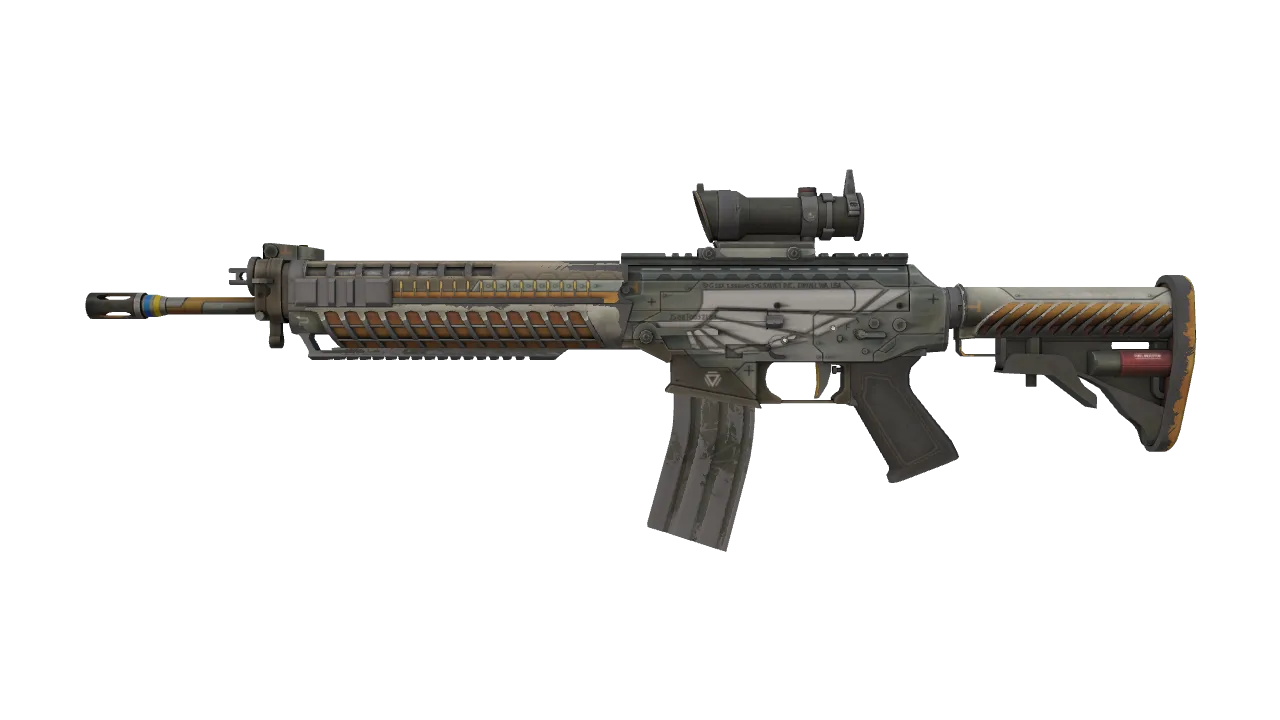 SG 553 | Aerial (Well-Worn) — Dust II light, front