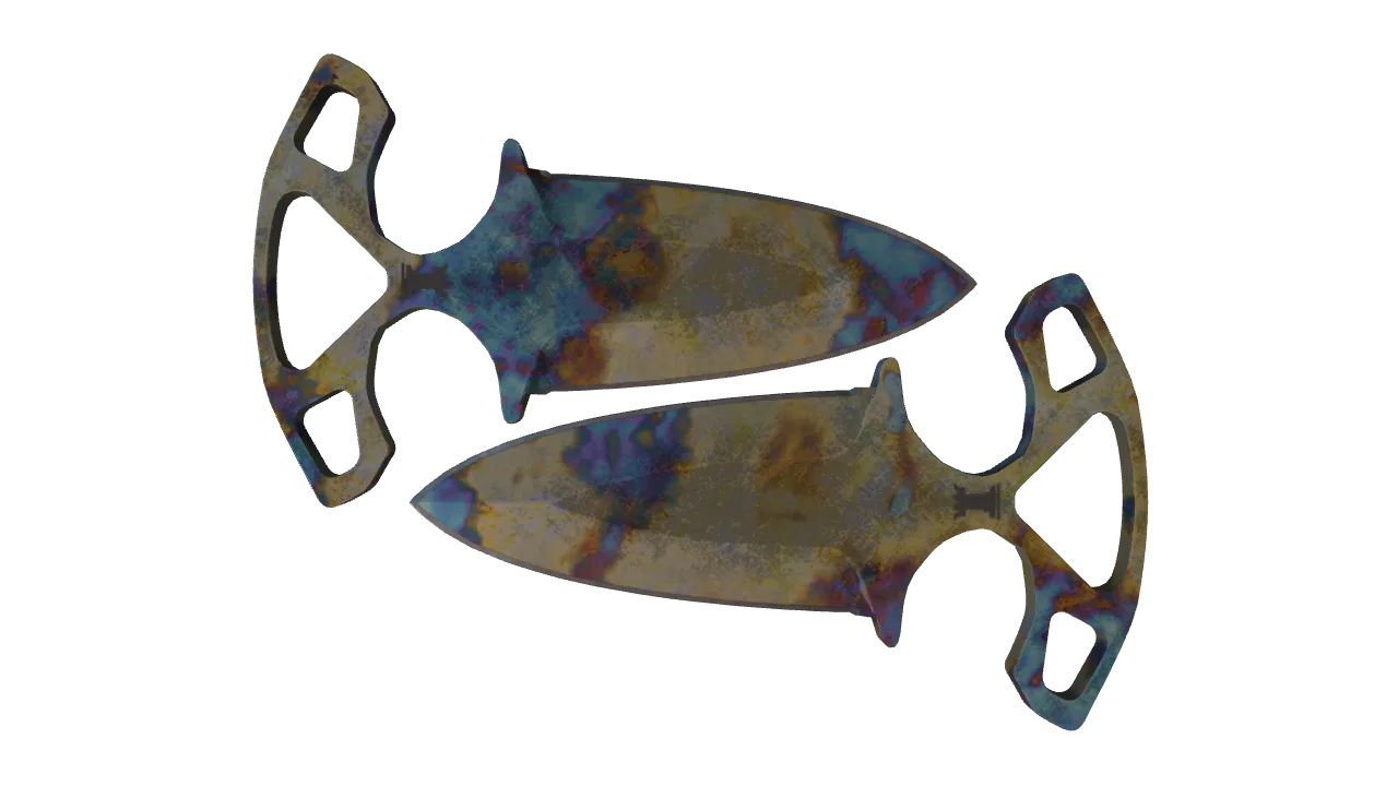 ★ Shadow Daggers | Case Hardened (Battle-Scarred) — Dust II light, front