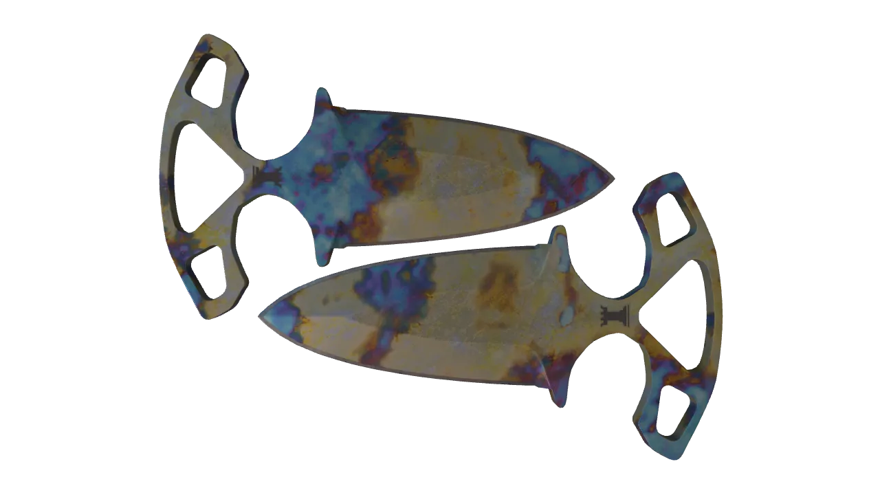 ★ Shadow Daggers | Case Hardened (Field-Tested) — Dust II light, front