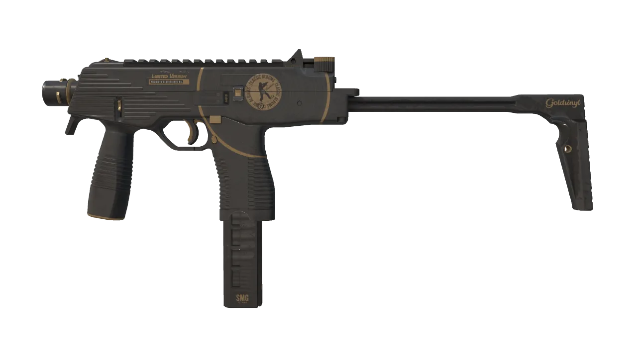 Souvenir MP9 | Broken Record (Well-Worn) — Dust II light, front