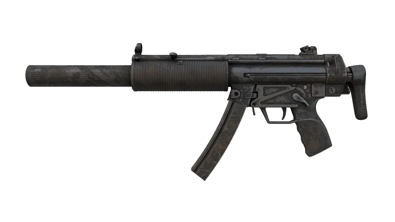 MP5-SD | Dirt Drop (Battle-Scarred) — Dust II light, front