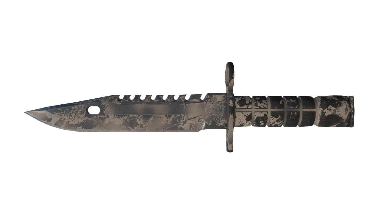 StatTrak™ ★ M9 Bayonet | Scorched (Well-Worn) — Dust II light, front