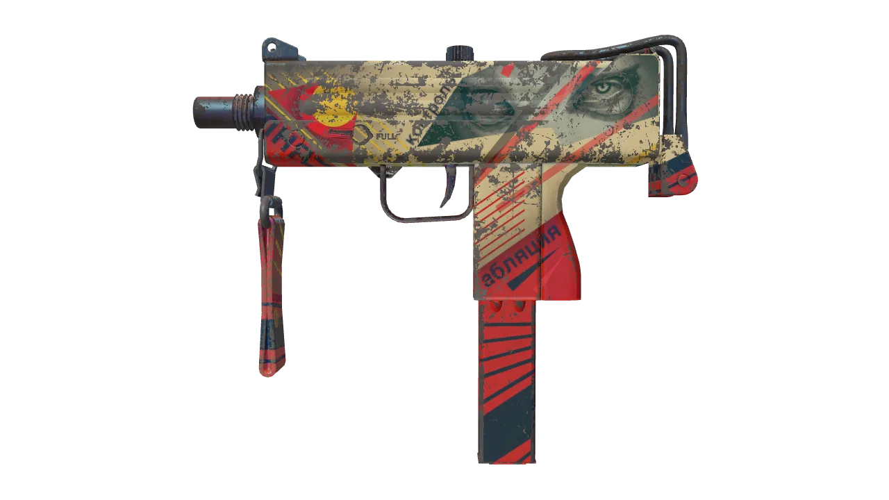 MAC-10 | Propaganda (Battle-Scarred) — Dust II light, front