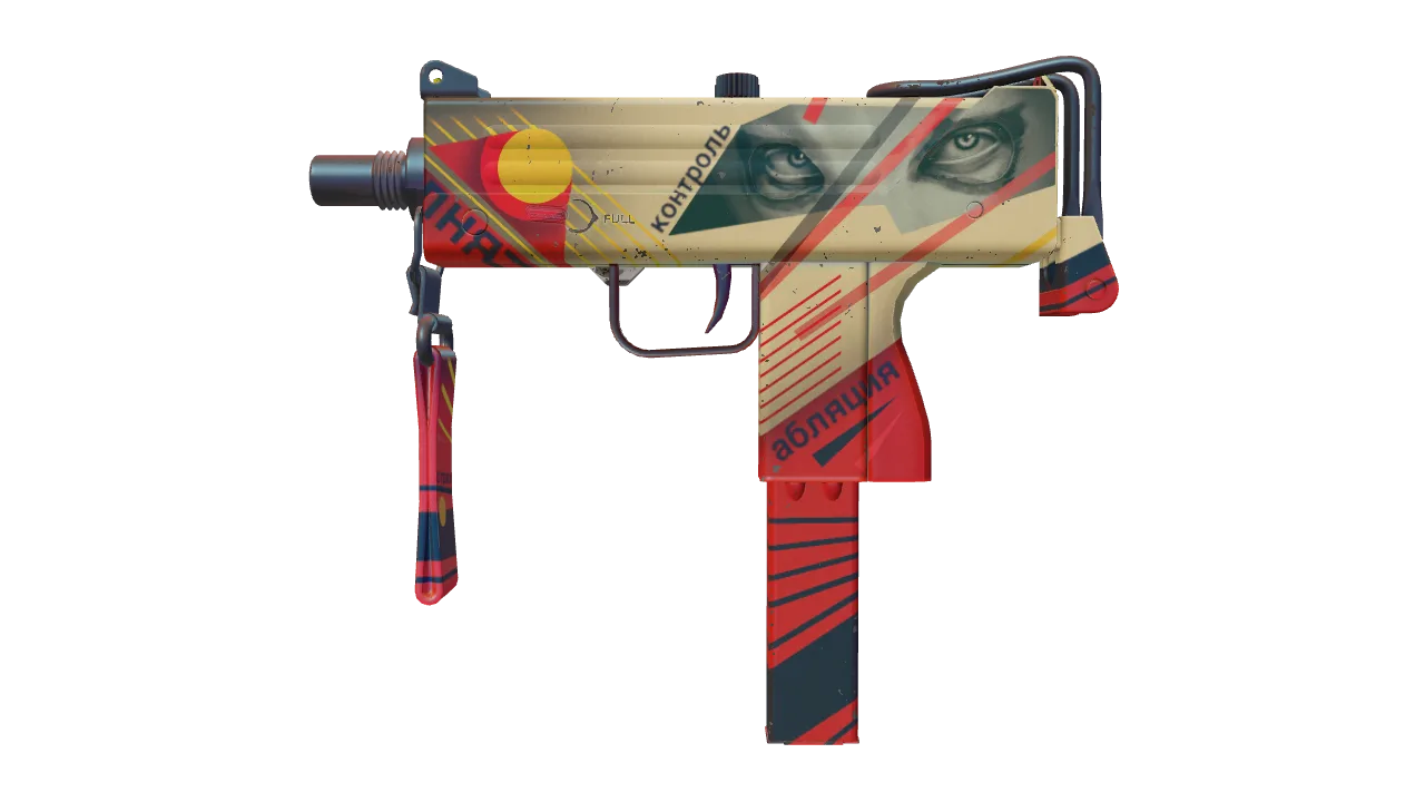 MAC-10 | Propaganda (Field-Tested) — Dust II light, front