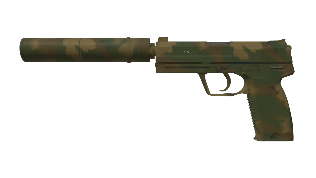 USP-S | Forest Leaves (Factory New) — Dust II light, front