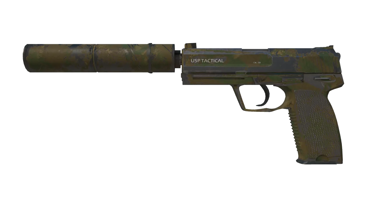 USP-S | Forest Leaves (Well-Worn) — Dust II light, front