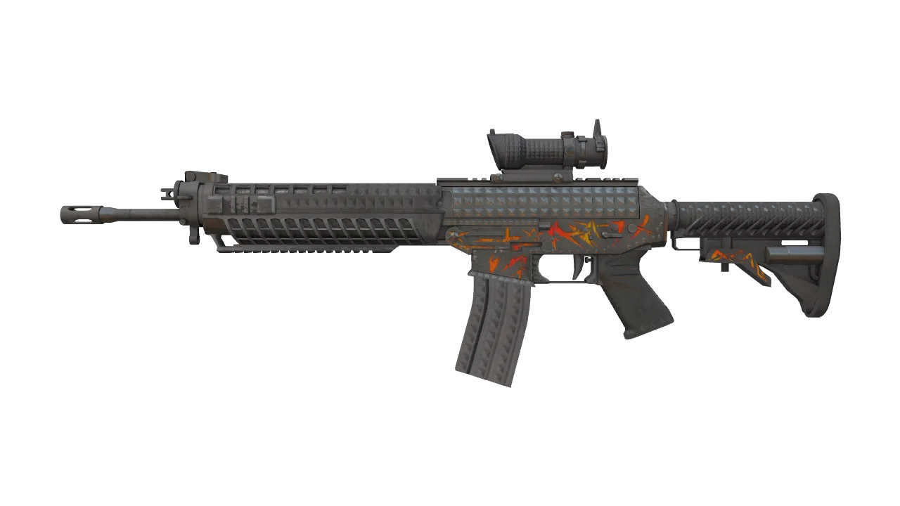 SG 553 | Heavy Metal (Battle-Scarred) — Dust II light, front